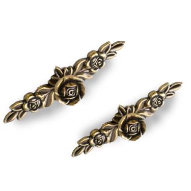 Imagem de TAYCZGQL Puxadores de gaveta de metal estilo vintage com acabamento em bronze antigo rústico design retrô puxadores de armário para cômoda armário porta cozinha móveis decorativos