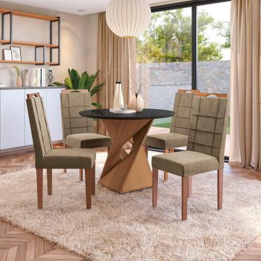 Imagem de Conjunto Sala De Jantar Luna Kappesberg 4 Cadeiras Veludo Bege