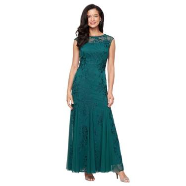 Imagem de Alex Evenings Vestido feminino longo justo e flare mãe da noiva com detalhes Godet (tamanho pequeno e regular), Pinheiro, 52