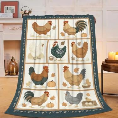 Imagem de Cobertor de galo, cobertor de galo, macio, aconchegante, felpudo, felpudo, quente, roupa de cama, animais de fazenda, galos, cobertores presentes para meninos, meninas, crianças, adultos, homens