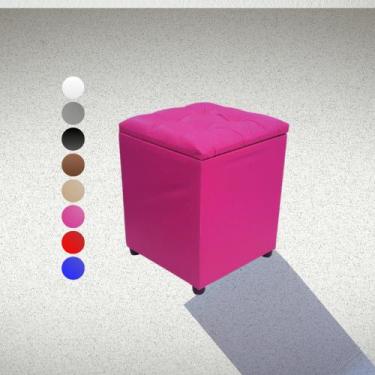 Imagem de Puf Baú Quadrado Puff Moderno Decorativo Espaçoso - Realizar, Rosa Chi