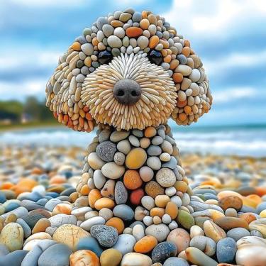 Imagem de Quebra-cabeça MINIWAN, 500 peças, arte para cães em pedra de praia com
