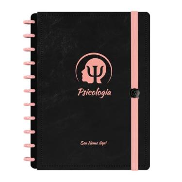 Imagem de Caderno De Disco Iscool Inteligente Personalizado 80 Folhas Profissões Preto Rosê Psicologia Grande G
