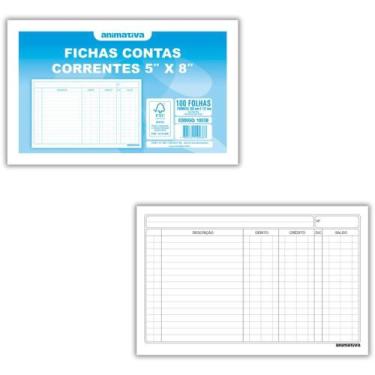 Imagem de Ficha Conta Corrente 5X8 - 12,7X20,3CM - Pacote com 100 Unidades - SD 