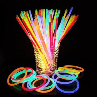 Imagem de Pulseira Neon Colorida para Festas Tubo - Aliança, 50 Unidades