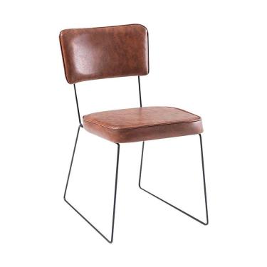 Imagem de Cadeira De Jantar Decorativa Base Aço Preto Luigi Pu Caramelo