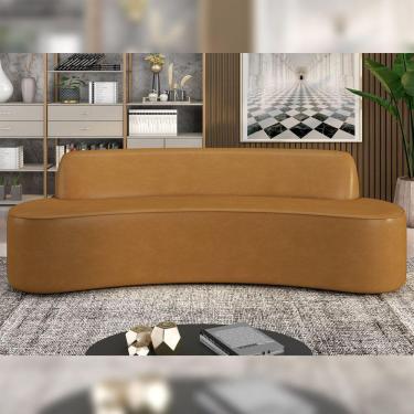 Imagem de Sofá Decorativo 3 Lugares 180Cm Bélgica Curvo Pu Caramelo G15 - Gran Belo