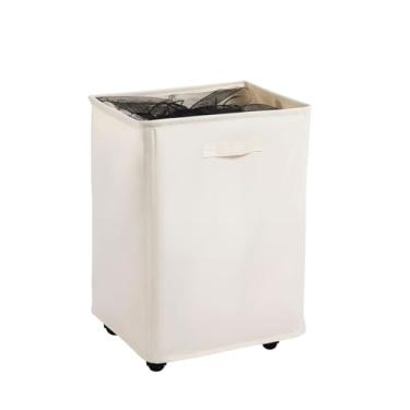 Imagem de Cesto de Roupa Suja com Rodas 76,6 Litros Organizador Dobrável com alça, Armazenamento Alto, Multiuso Lavanderia Banheiro Quarto Dormitório Roupas e Brinquedos