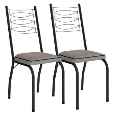 Imagem de Kit 2 Cadeiras Aço Carbono Tubular Metálica Acabamento D-25 Luana Preto-grafiato