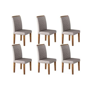 Imagem de Kit 6 Cadeiras Sala Jantar Jade 6 Un Capuccino Linho Bege Turim Rufato