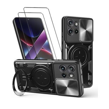 Imagem de Capa para Motorola Moto Edge 50 Capinha à prova de choque - com protetor de tela, suporte para anel