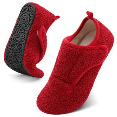 Imagem de Chinelos BARERUN, leves, aconchegantes, fechados, extra largos, vermel