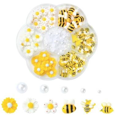 Imagem de LiQunSweet 400 peças de estilos mistos com tema de abelhas, resina, flatback, ornamento, cabochão, flor de primavera, inseto, contas, para bricolage, acessório de unhas, joias, enfeites, artesanato