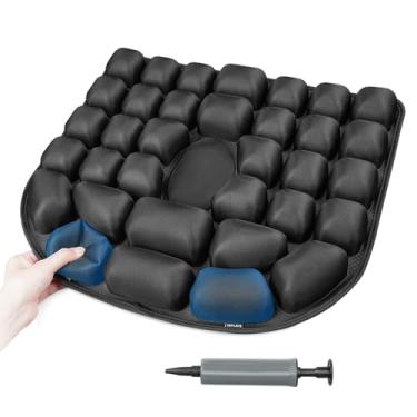 Imagem de Almofada de viagem para avião – Almofada de assento inflável para voos longos, perfeita para cadeiras de escritório, cadeiras de rodas, assentos de carro e almofadas ao ar livre, bomba embutida para