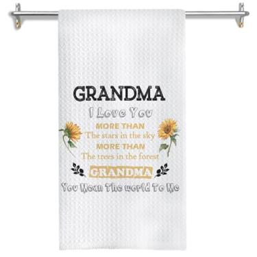 Imagem de GOOZHO Toalhas de cozinha para avó, presentes de avó para aniversário do dia das mães de netos, toalhas de mão para decoração de banheiro, toalhas de chá decorativas para avó eu te amo para decoração