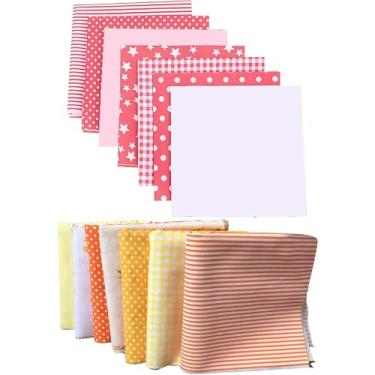 Imagem de 14 peças de quadrados de tecido de algodão floral vermelho e laranja para estofamento e artesanato, 19,7 x 50 cm / 50 x 50 cm, pré-cortado para costura, patchwork, fabricação de bolsas