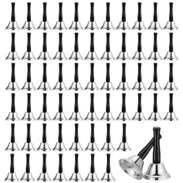 Imagem de LECEHIVO 60 peças de sino de mão alto alarme a granel serviço de jantar linha tocando para animais de estimação doentes e idosos para casamentos, decoração de Natal, jingles (prata)