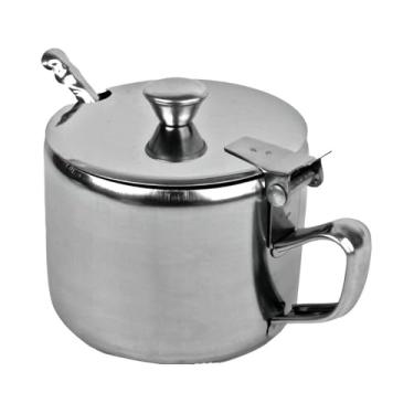 Imagem de Açucareiro de Aço Inox com Colher, 420ml, Recipiente para Açúcar com Tampa, Ideal para Cozinha e Mesa