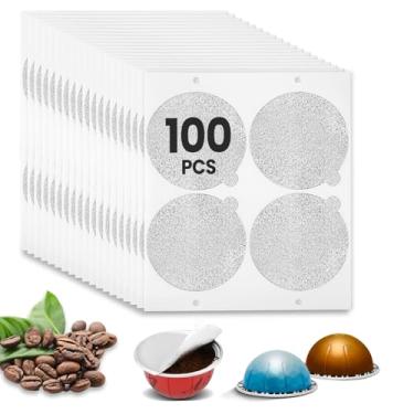 Imagem de Tegrace Tampa de vedação de alumínio reutilizável compatível com cápsulas reutilizáveis Nespresso Vertuo, tampas de alumínio recarregáveis 100PSC (podos não incluídos)