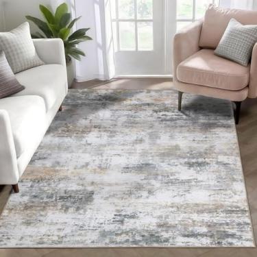 Imagem de WILLSUN Tapetes de área laváveis, tapetes antiderrapantes boho para sala de estar, quarto, tapete vintage lavável na máquina, tapete com estampa floral interna para decoração de casa, tapete adequado