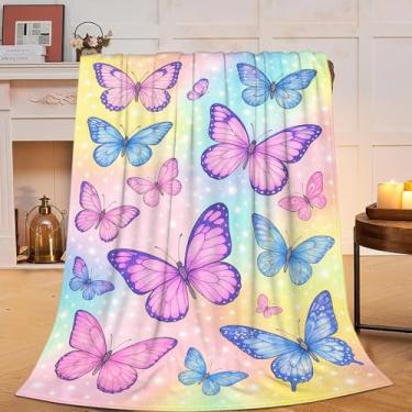 Imagem de Cobertor de borboleta, presentes de borboleta, para mulheres, meninas, cobertor fofo, flanela macia, aconchegante, felpudo, quente, roupa de cama para crianças e adultos, 102 x 127 cm