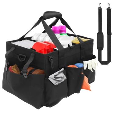 Imagem de Bolsa de limpeza vestível, organizador de suprimentos de limpeza portátil, vários bolsos com alça, bolsa balde de ferramentas de limpeza dobrável de grande capacidade para limpeza doméstica e