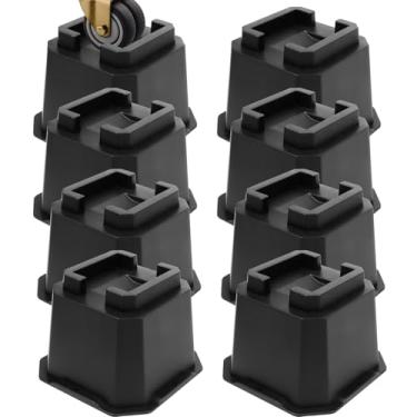 Imagem de MCXYEM Elevação ajustável para móveis de cama elevações em alturas elevações resistentes para postes e rodas de móveis sofá-cama mesa de sofá (preto pacote com 8, 10 polegadas)