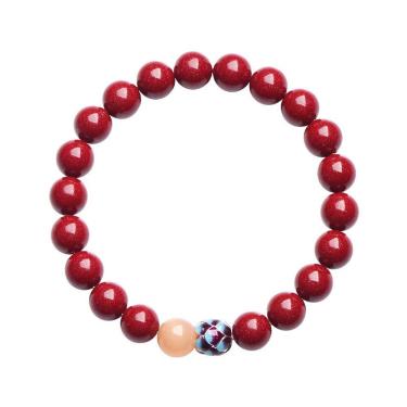 Imagem de Pulseira Cinnabar com pérola de lótus de 8 mm para mulheres e homens