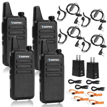 Imagem de VOOPON Walkie Talkies Recarregáveis Para Adultos, Mais Novos 22 Canais Com Fones De Ouvido, Mini Transceptores Vox De Longo Alcance, Rádios Bidirecionais Para Empresas, Carregador Usb Para Camping,