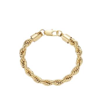 Imagem de Pulseira masculina de aço inoxidável com acabamento em ouro 18K