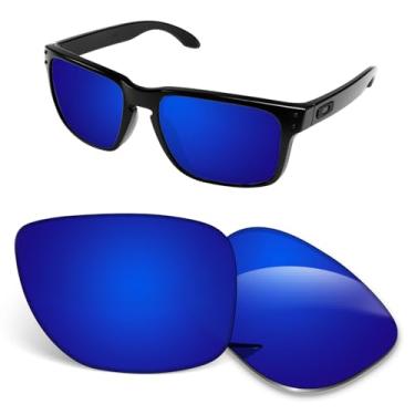 Imagem de Lentes de substituição premium compatíveis com óculos de sol Oakley Holbrook OO9102 | Antiarranhões | Espessura de 1,5 mm - Azul escuro polarizado