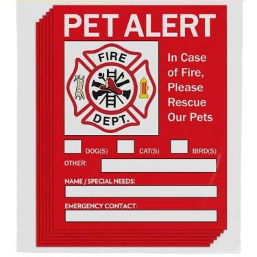 Imagem de Adesivos de alerta para animais de estimação para resgate de incêndio, 50 unidades de vinil impermeável