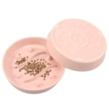 Imagem de 2 tigelas de cerâmica, alimentador lento para gatos, alimentador lento para gatos, 623 g, comedouros de quebra-cabeça lentos para cães, antiderrapante, interativo, previne obesidade canina e inchaço