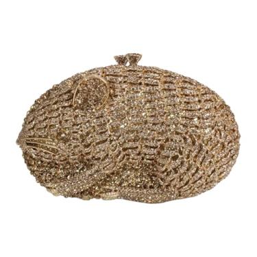 Imagem de MNBVUIW Lovely Mouse Bolsa de Noite Diamante Brilhante Rato Strass Bolsa de Cristal Clutch para Festa Coquetel Formatura, Dourado, Elegante