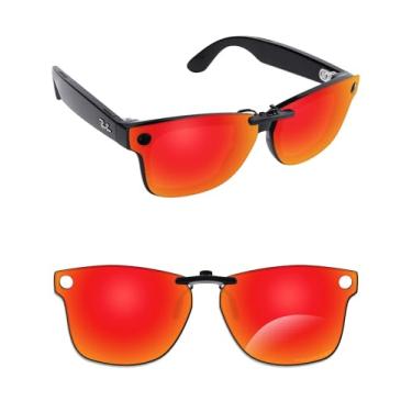 Imagem de Alphax Óculos de sol polarizados unissex com clip-ons de proteção UV para óculos inteligentes Ray-Ban Meta Wayfarer RW4008 - Opções, Vermelho