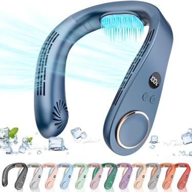 Imagem de Ventilador de pescoço com ar condicionado, dispositivo de resfriamento pessoal, ar-condicionado para pescoço, portátil, recarregável, alimentado por bateria, fones de ouvido silenciosos USB, redondo