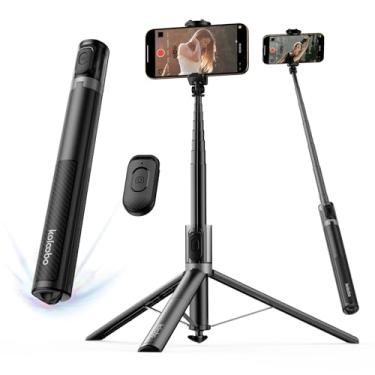 Imagem de KOLOOBO Tripé automático de telefone de 67 polegadas, bastão de selfie de abertura automática para iPhone com controle remoto, suporte extensível giratório de 360° para gravação de vídeo Vlog, tripé