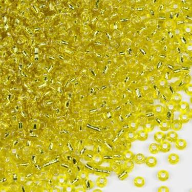 Imagem de Contas de sementes amarelas 200 gramas, cerca de 6.500 peças, contas de artesanato de vidro 8/0 de 3 mm para fazer brincos, pulseiras, pingentes, joias de cintura, contas de sementes artesanais DIY