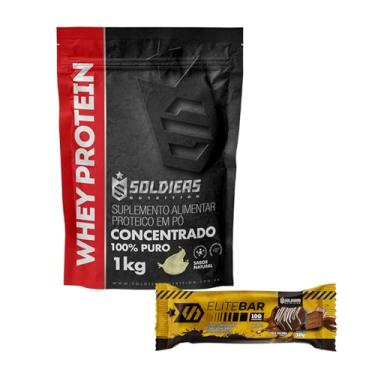 Imagem de Kit: Whey Protein 1Kg Natural + Barrinha Elitebar Pão de Mel 30g Soldiers Nutrition