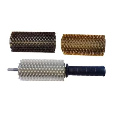 Imagem de UGPLM Kit de escovas para encerar esquis e snowboards, fácil de manusear, leve, portátil e profissional com cabo em formato de eixo, 15cm