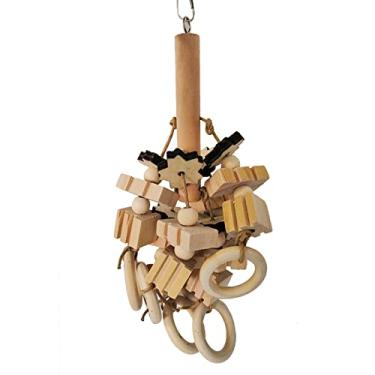 Imagem de Brinquedos de mastigar de papagaio médio grande da NC, blocos de madeira para pendurar para pássaros, cacatuas, conure, calopsitas, rasgos e mordidas