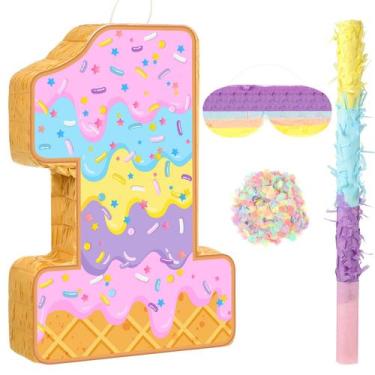 Imagem de Conjunto de jogos Piñata Aoriher, tema de sorvete de aniversário de ve