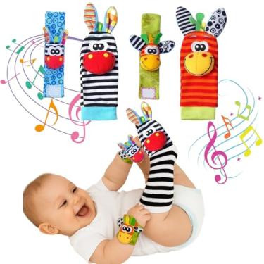 Imagem de Combo 2 Meias e 2 Pulseiras Bebê com Chocalhos 0 a 12 Meses Menina Menino Conforto e Diversão (Vaquinha)