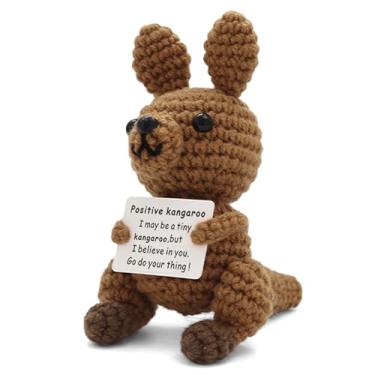 Imagem de Yonuni Handmade Positive Crochet Kangaroo Gifts with Inspirational Card - Emotional Support Crochet Animals Birthday Anniversaries Christmas Office Gifts for Women Men Friend Coworker