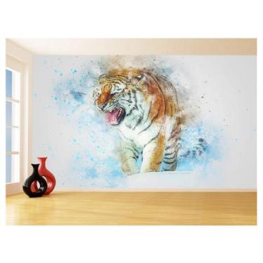 Imagem de Papel De Parede 3D Animais Tigre Rosto Arte Cor 3,5M Anm567 - Você Dec