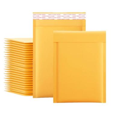 Imagem de Kraft Bubble Mailers 10 x 20 cm, 60 peças, pequenas bolsas autovedantes, envelopes amarelos acolchoados, sacos de envio a granel boutique resistentes a rasgos