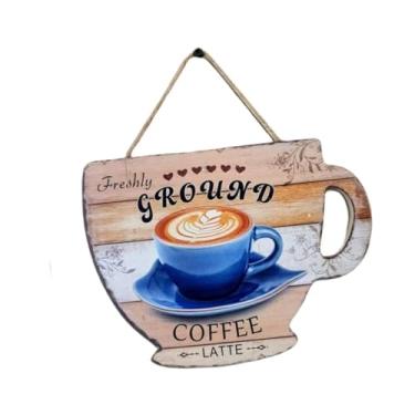 Imagem de Bothyi Placa de porta para cafeteria, placa de parede 2D retrô em formato de xícara de café, decoração DIY para cantinho do café em casa ou na cozinha, B