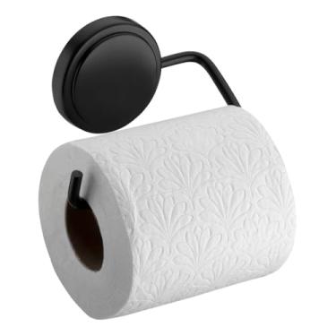 Imagem de Porta Papel Higiênico Papeleira De Parede Com Fixação Adesiva Organizador Decorativo Para Banheiro Lavabo Suporte Em Aço Carbono (Preto)