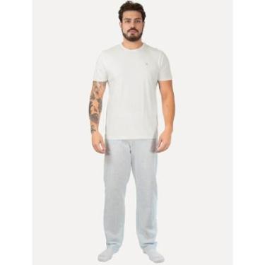 Imagem de Pijama Calvin Klein Calça 1996 Fashion Stripe Off Azul Claro-Masculino