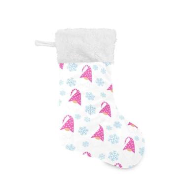 Imagem de GakkiGii Meia grande de Natal com flocos de neve e gnomos, decoração de Natal para pendurar na parede da árvore da lareira, 45 x 31 cm